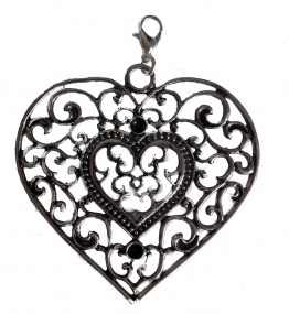Los sieraad hart kleur zilver zwart,