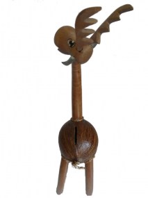 Spaarpot van kokosnoot en hout model eland.