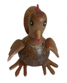 Spaarpot van kokosnoot en hout model kip.