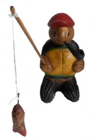 schildpad met hengel en pijp,