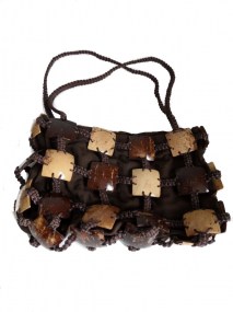 handgemaakte tas van kokosnoot en stof