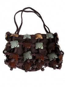 handgemaakte tas van kokosnoot en stof