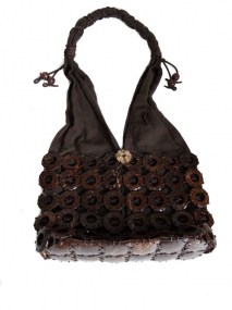 handgemaakte tas van kokosnoot en stof