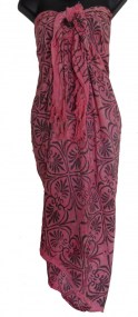 Sarong premium figuren kleuren geel groen blauw paars versierd met franjes,