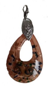 Los sieraad voor aan sjaal medaillon muranoglas druppel zalm kleur,