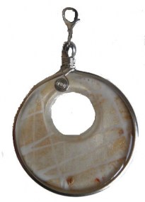 Los sieraad voor aan sjaal murano glas rond wit bruin.